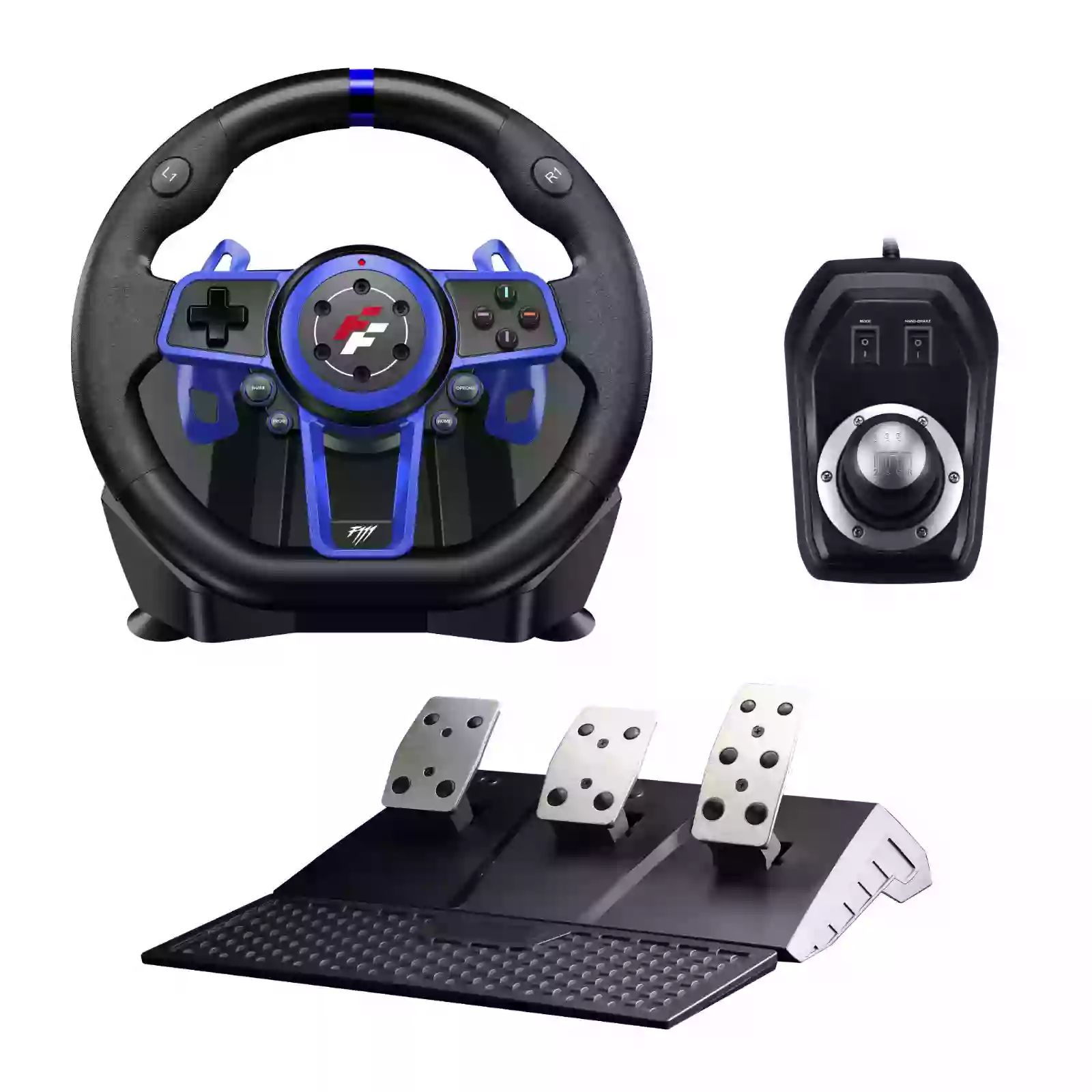 Suzuka F111 racing wheel set with Clutch pedals and H-shifter for PS5, PS4, NS, PC